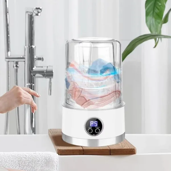 Mini Máquina de Lavar 1000ml Compacta Recarregável para Peças Íntimas Roupas Leves Meias e Bebê Portátil