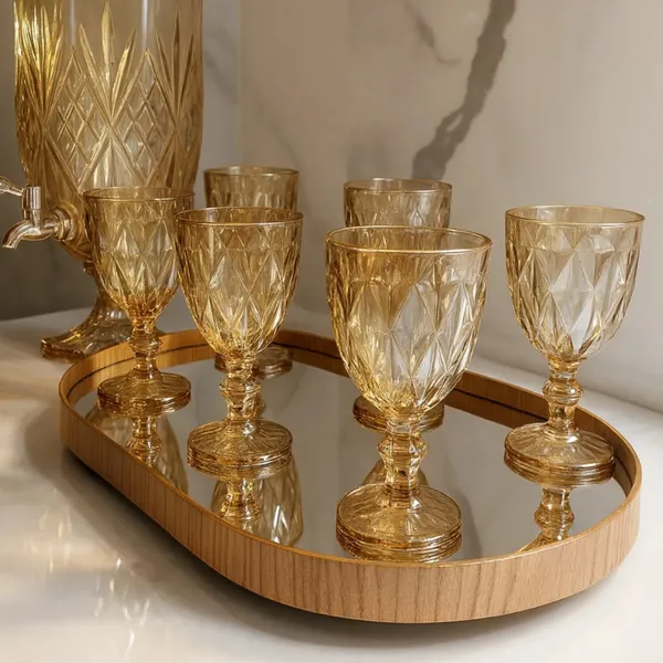 Bandeja Espelhada  Decorativa Mesa Bar Aparado 50X30CM