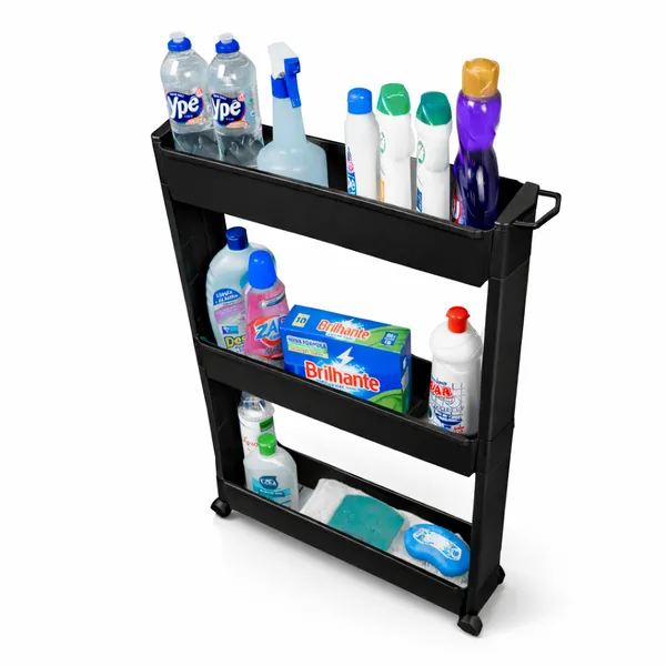 Armário Carrinho Organizador Multiuso com Rodinhas Banheiro Lavanderia Cozinha Quarto