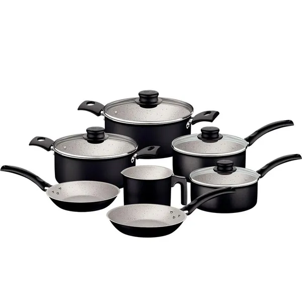 Jogo de Panelas Tramontina Turim em Alumínio Antiaderente Preto 7 Peças