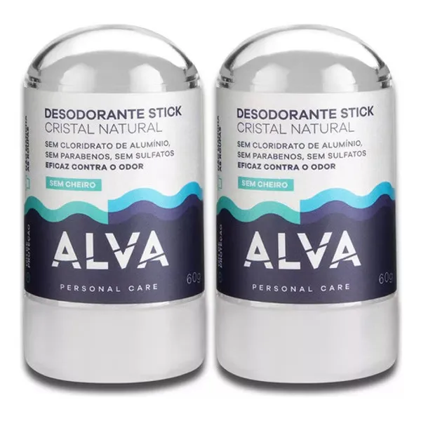 Kit 2 unidade desodorante Alva 60g Sem Aluminio, 24h com Perfume