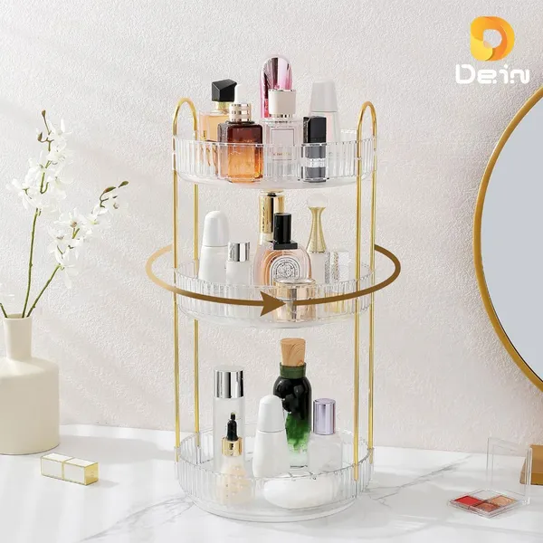 Organizador de Maquiagem Giratório – Suporte Multiuso 2/3 Andares p/ Cosméticos e Perfumes