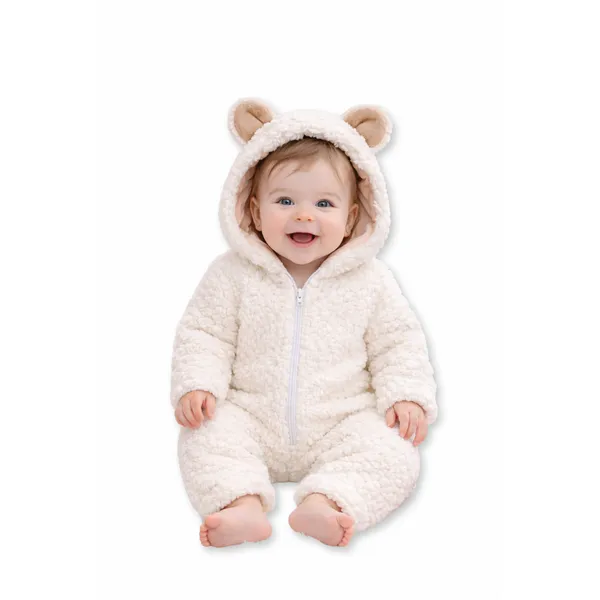 Macacão Bebê Menino e Menina Ursinho Sherpa Pele de Carneiro Infantil Quentinho Soft