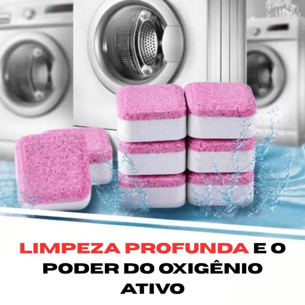 Kit Pastilha Limpeza Máquina Lavar Roupa Rosa Higieniza Cesto Tira Cheiro