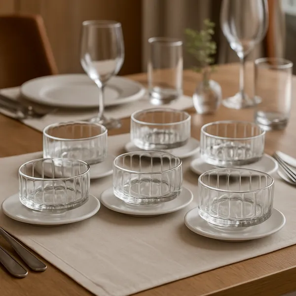 Kit Jogo 6 bowls wolff de cristal, tigelas cumbuca