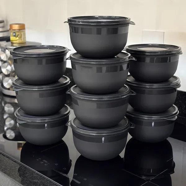 Kit 10 Potes Bowl 1300ml Plástico com Tampa – Marmita Cozinha, Freezer,  Micro-ondas e  Lava-Louças.