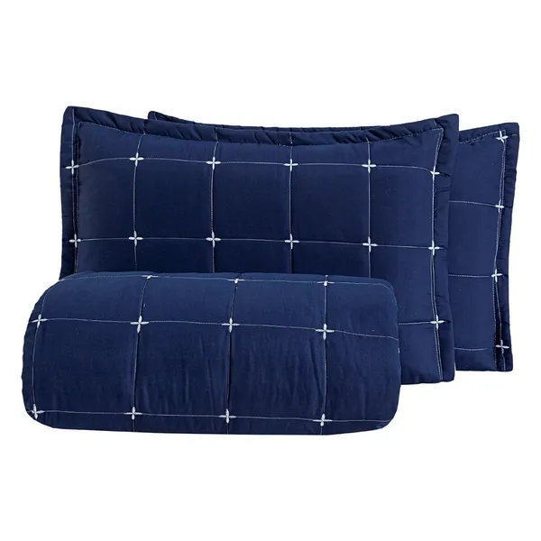 Cobre Leito Colcha Lisboa Bordado Dupla Face King 3 Peças