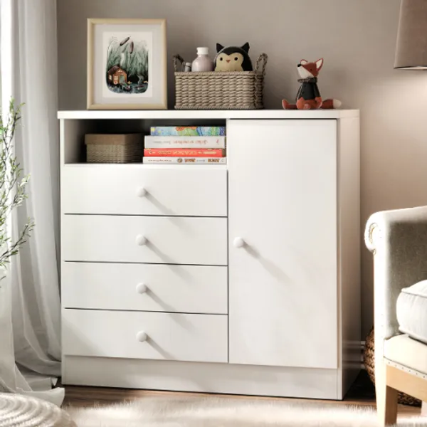 Cômoda organizadora Petit com 4 gavetas 1 porta e nicho