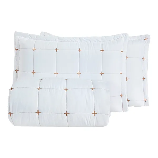 Cobre Leito Colcha Lisboa Bordado Dupla Face Queen 3 Peças