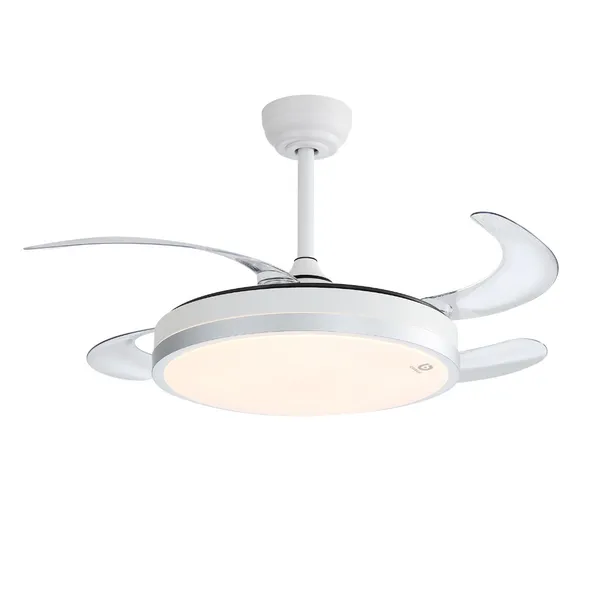 COIBEU 4 Pás Retráteis Ventilador de Teto Ultra Silencioso com LED Multicolorido Moderno, Spotline com Temporizador