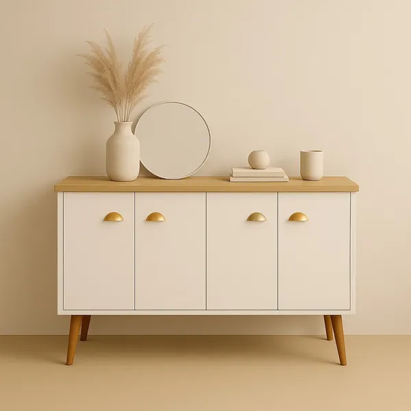 Aparador Buffet E&A 4 Portas com Pés Retro Cantinho Do Café - Cor