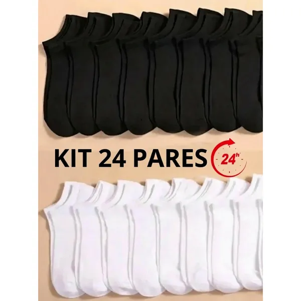 Kit Até 24 Pares de Meias Soquetes Confortaveis Para o Dia a Dia Masculino Feminino Unissex