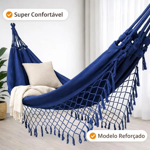 Rede de Descanso Casal Luxo Reforçada com Franjas em Algodão | Super Confortável, Resistente e Decorativa