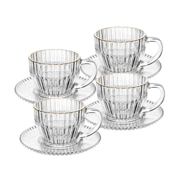 Kit 4 Xícaras de Café Wolff Imperatriz Cristal com Fio de Ouro Luxo Mesa