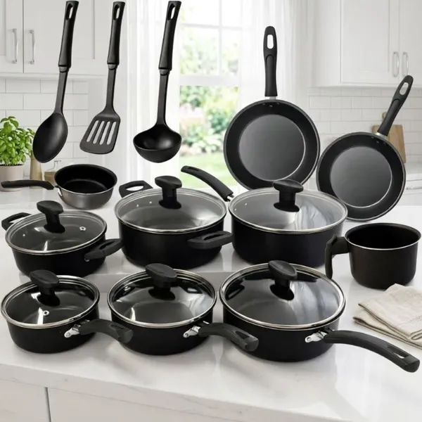 Jogo Panelas 13 Peças Antiaderente Conjunto Kit Frigideira Caçarola Fervedor Cozinha Completa