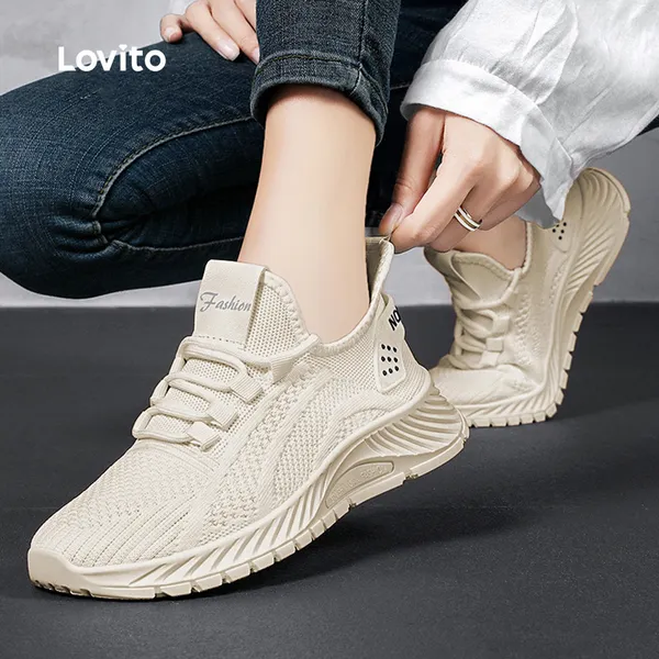 Lovito Tenis Esportivo Sporty Simples Respirável com Malha Tendência para Pickleball para Mulheres LFA50101