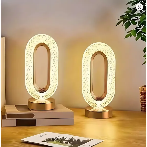 Luminária Abajur de Mesa Lâmpada Quarto Luxuosa Recarregavel Acrílico 3 Tons de Led