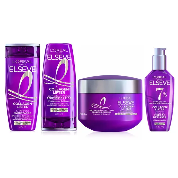 KIT ELSEVE COLÁGENO LIFTER SHAMPOO + COND + MÁSC + SÉRUM - 4 ITENS
