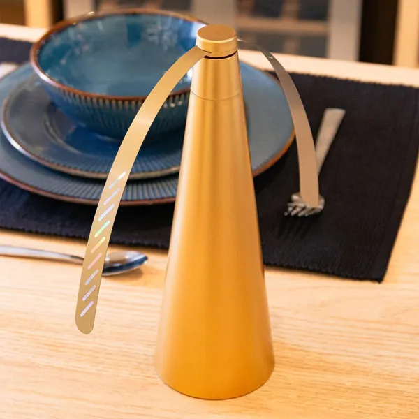 Ventilador Repelente de Mesa 9cm x 9cm x 24,5cm Dourado Plás