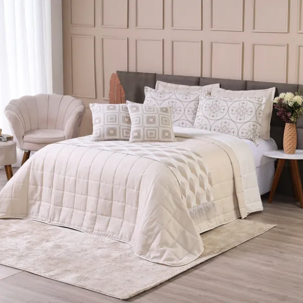 Kit Cobre Leito Casal King 6 Peças Thaeme Franja Sem Enchimentos 2,90mx2,50m