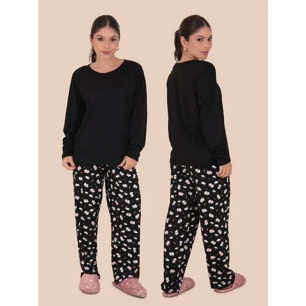 Pijama Feminino Sonho Manga Longa Suede Felpado Outono  Inverno