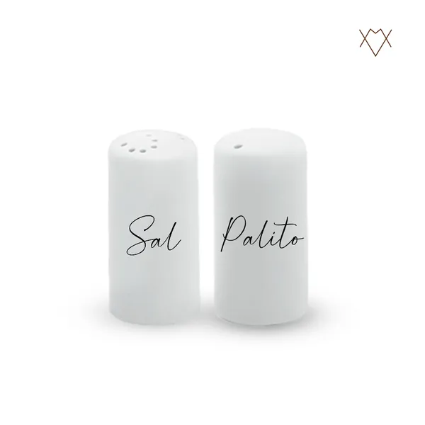 Kit Cozinha Saleiro e Paliteiro de Porcelana