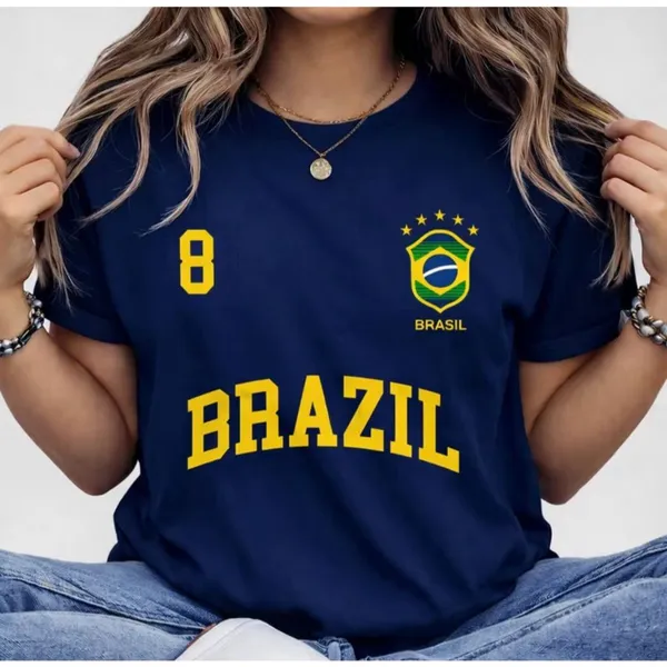 Blusa Feminina Brasil T-shirt Verão Algodão