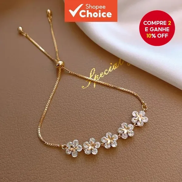 Feel Bracelet Pulseira de Namorada Estilo Simples Estrela Estrela Zircon Petal Frio