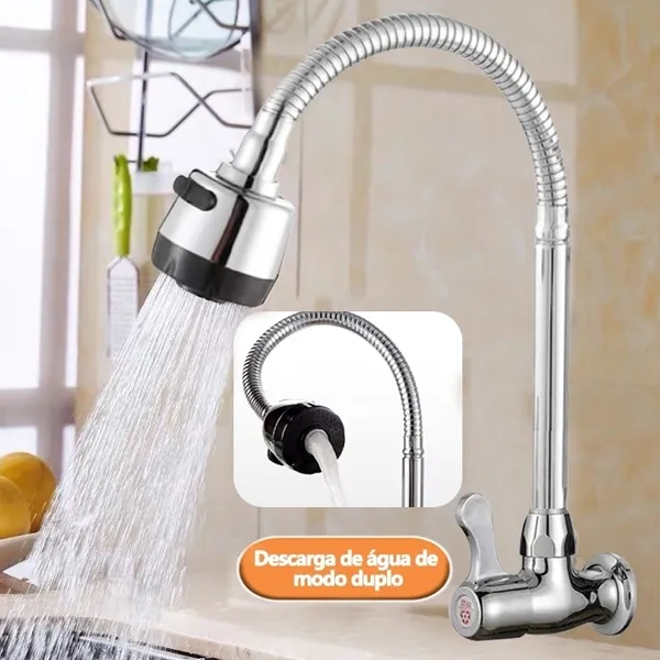 Inox Torneira  Prata/Preto Com Chuveiro Com Rotação De 360° Cozinha Luxo Parede Promoção