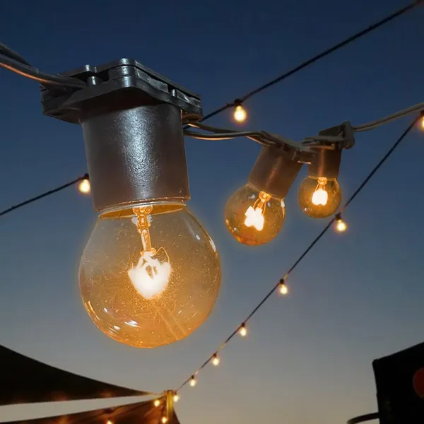 Varal Luzes Aljatec Até 25 metros Preto Lamp Clara 15w Area Externa Gambiarra Casamento Jardim