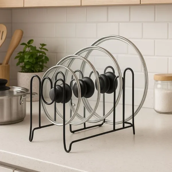 Suporte Organizador De  Tampas Black, 6 Divisões, Plug Lar