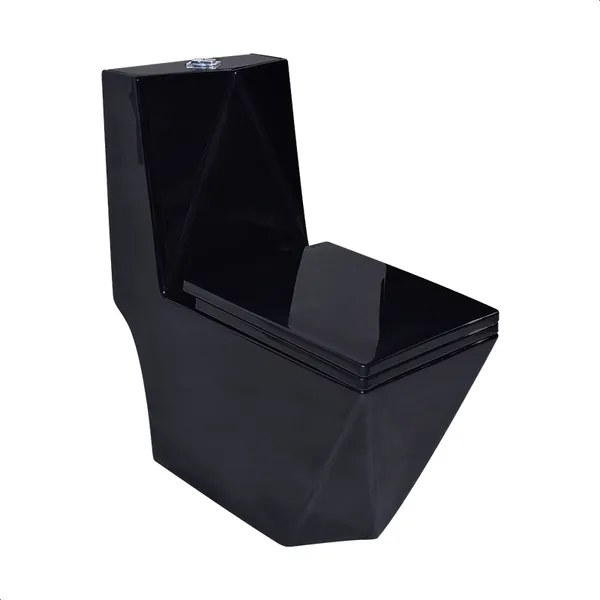 Vaso Sanitário Monobloco Preto Produzido em Cerâmica Modelo Diamante - Tubrax- VAB0020