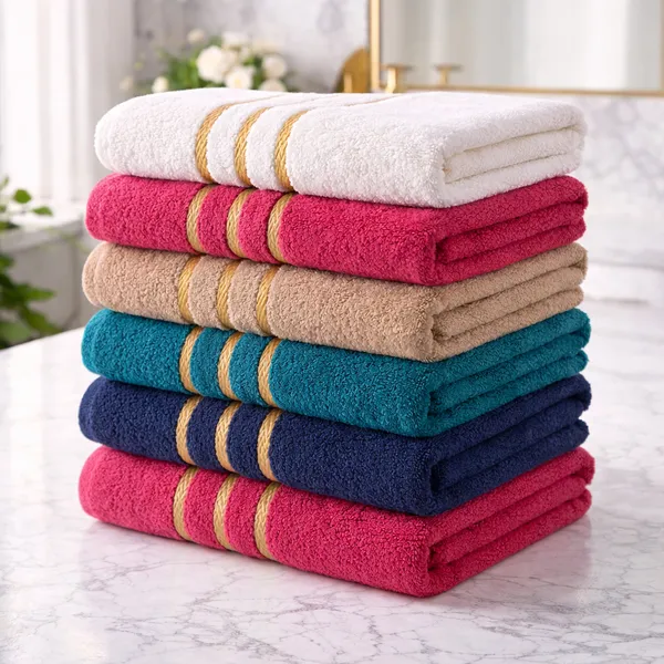 Kit Luxo: 6 Toalhas de Banho/Banhão Efeito Dourado Super Felpudas e Macias 100% Algodão