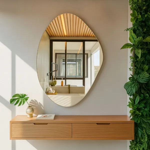 Espelho Orgânico Decorativo 60x40cm Lapidado Sala Banheiro Quarto