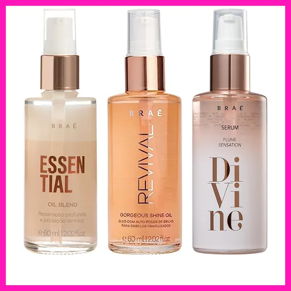 Braé Óleo Capilar (Gorgeous Shine Oil Revival, Plume Sensation Divine, Oil Blend Soul Color, Essential Oil Blend) 60ml