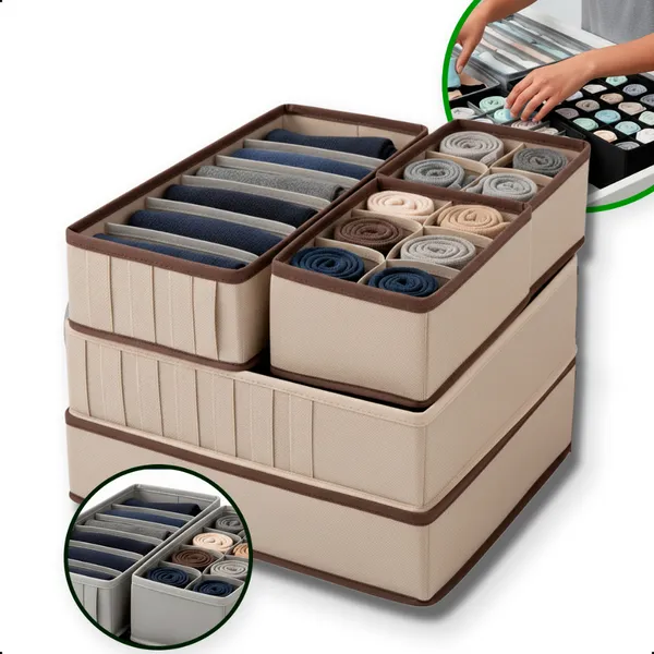 Kit Organizadora gavetas 4 Pçs Organizador Armário Meias Sutiã Roupa Íntima Caixa Armazenamento Casa