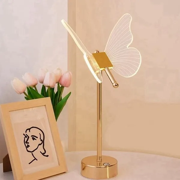 Candeeiro de mesa borboleta, luz noturna nórdica para quarto bivolt 3cors