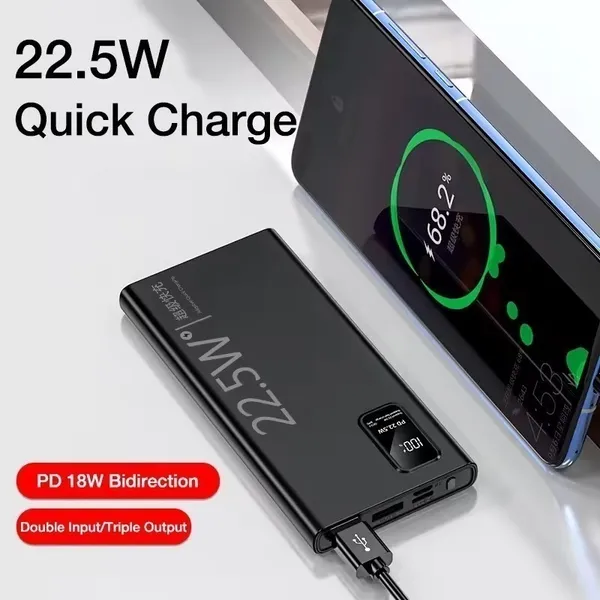 Carregador Portátil 20000mAh grande capacidade power bank USB-C 22.5W