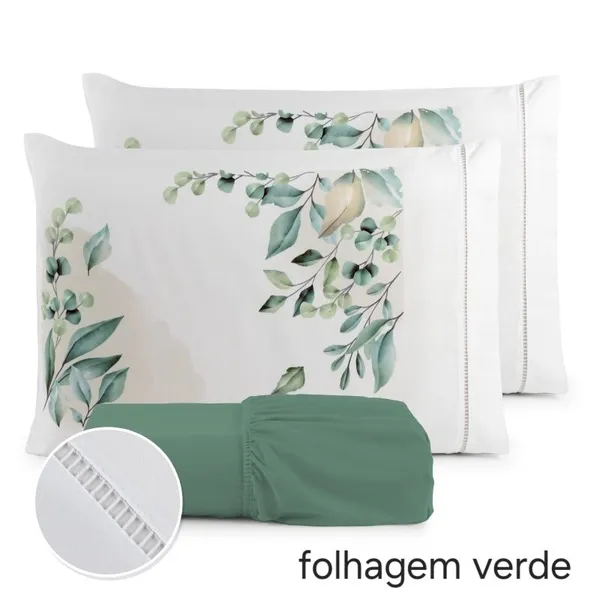 Jogo de Lençol 3 Pçs  king/Queen estampado com elástico Casal Padrão