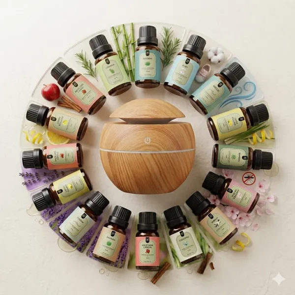 Kit 12 Essências 10ml + Difusor Elétrico Escolha Cor E Aroma