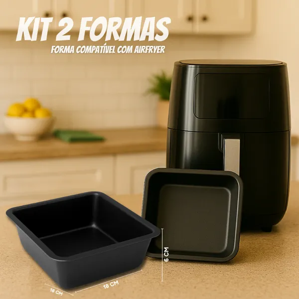 Kit 2 Forma Assadeira Funda Anteaderente Forma Pequena Quadrada Forninho Air Fryer