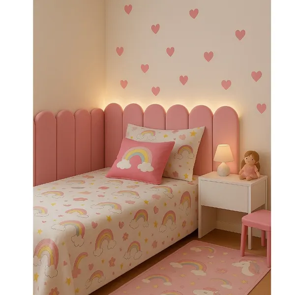 Kit Com Até 15 Cabeceira de Cama Modelo Nuvem  Autocolante de Parede em Módulos Estofados