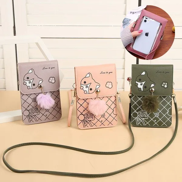 Mochila feminina de ombro para celular com tela sensível ao toque