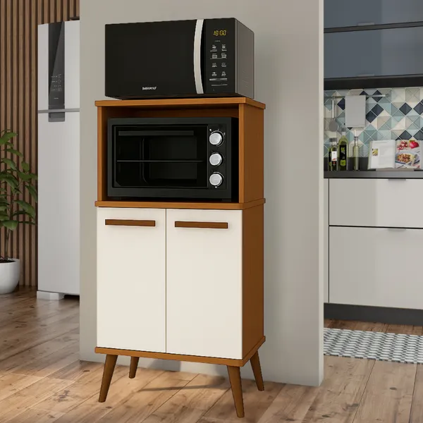 Paneleiro Organizador de Cozinha para Microondas e Forno 2 Portas Lisboa