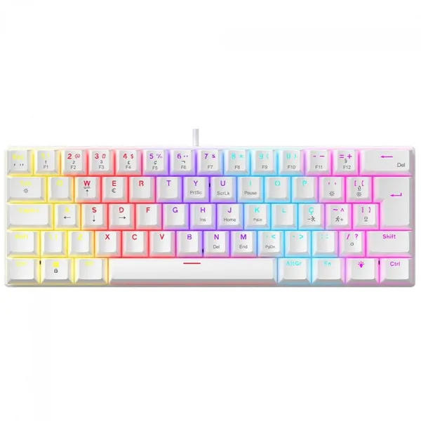 Teclado Mecânico Gamer Ninja Leap 60% Switch Blue Rainbow ABNT2 Branco GN-KB-LPBL60WBUAB