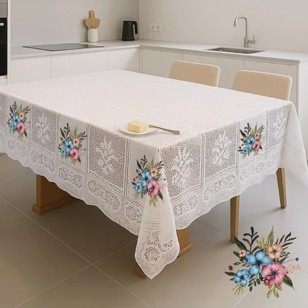 Toalha de mesa renda 4 e 6 cadeiras