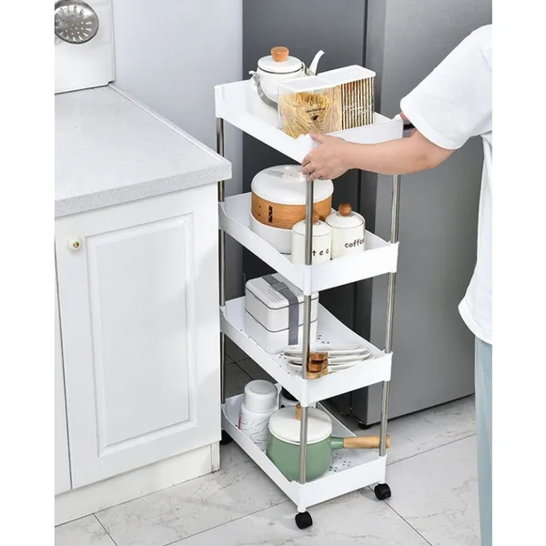 Carrinho Organizador Multiuso Com 4 Andares para Cozinha Banheiro Quarto Lavanderia P, M, G ou Kit 3