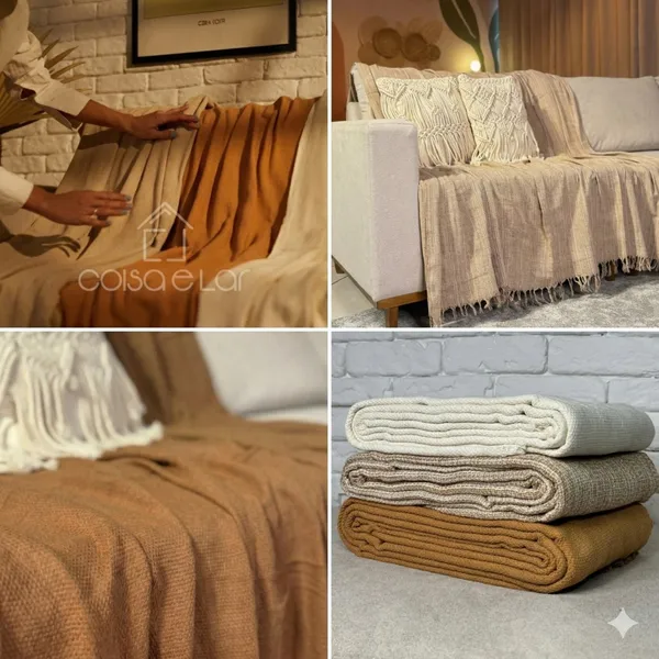 Manta Sofá King 3m Algodão Protetor Capa Decoração Sala Xale Grande Gigante