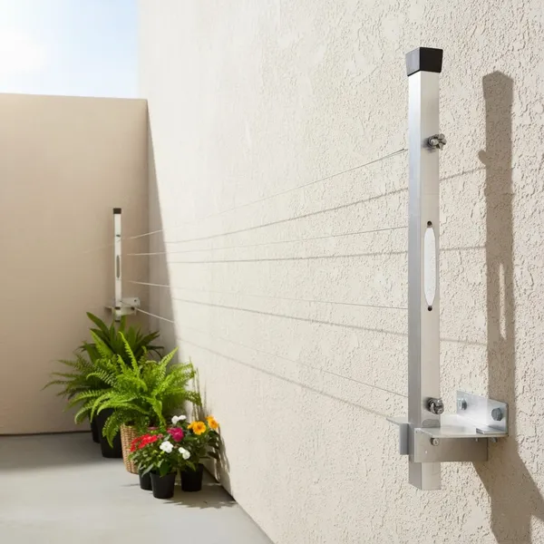 Varal de Roupa de Parede Retrátil de alumínio para Sacada Até 80kg