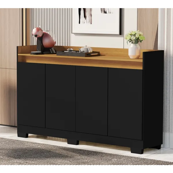 Rack Aparador Buffet Cantinho Café Retrô 4 Portas Ryzen Escritório